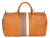 Tan Leather Duffle Bag with Stripe Detail - Aaron Leather Goods Inc