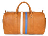 Tan Leather Duffle Bag with Stripe Detail - Aaron Leather Goods Inc
