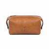 Tan Leather Toiletry Pouch with Zip Closure - Aaron Leather Goods