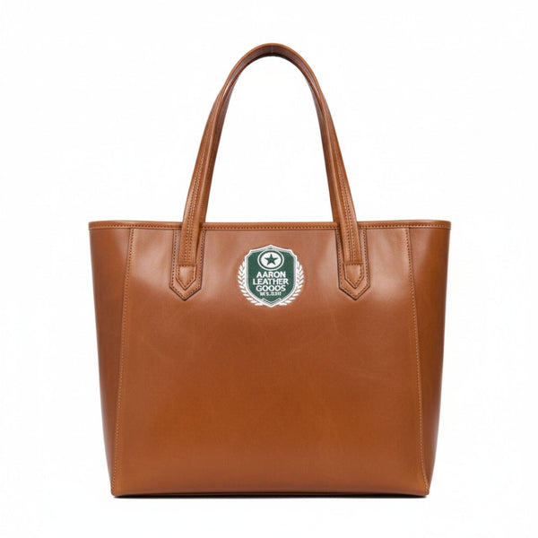 Tan Leather Tote for Women – Minimalist Handcrafted Carryall - Aaron Leather Goods