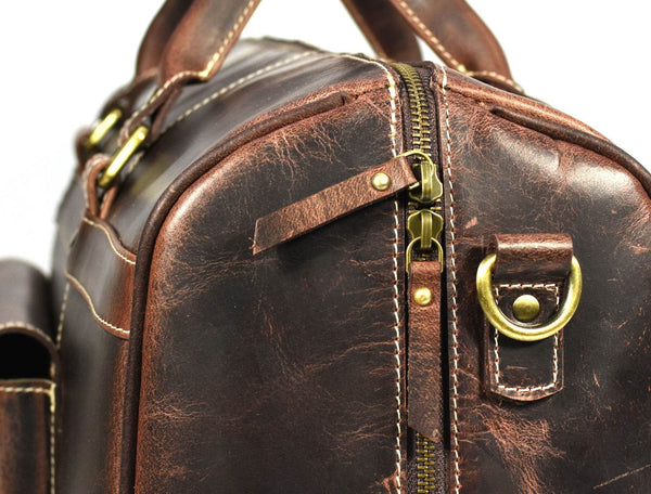 Bolzano Leather Duffle Bag - Walnut Brown - Aaron Leather Goods 