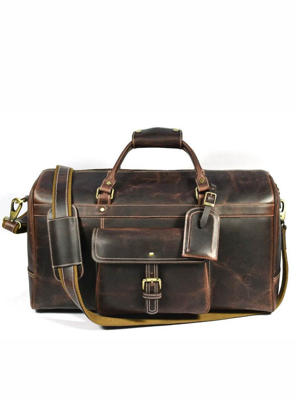 Bolzano Leather Duffle Bag - Walnut Brown - Aaron Leather Goods 