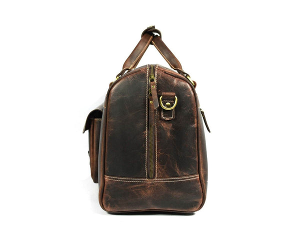 Bolzano Leather Duffle Bag - Walnut Brown - Aaron Leather Goods 