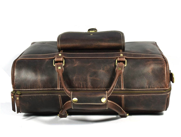 Bolzano Leather Duffle Bag - Walnut Brown - Aaron Leather Goods 