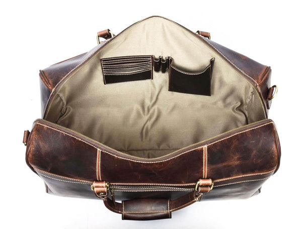 Bolzano Leather Duffle Bag - Walnut Brown - Aaron Leather Goods 