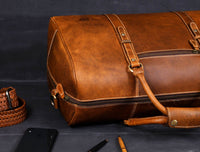 Taranto Leather Weekender Bag  - Tawny Brown