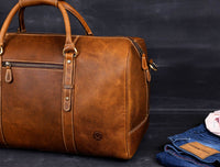 Taranto Leather Weekender Bag  - Tawny Brown
