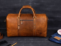Taranto Leather Weekender Bag  - Tawny Brown