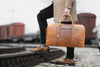 Taranto Leather Weekender Bag- Tawny Brown