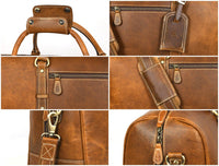 Taranto Leather Weekender Bag  - Tawny Brown