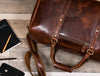 Taranto Leather Weekender Bag- Penny Brown