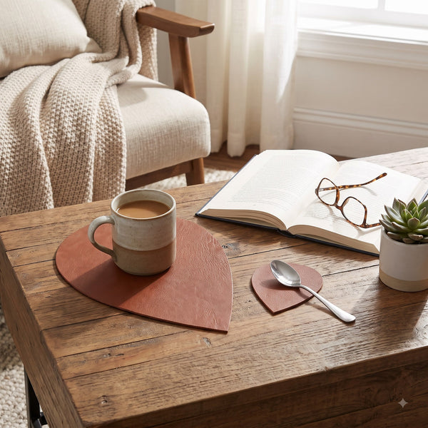 Teardrop Leather Mat with Detachable Accent - Aaron Leather Goods Inc