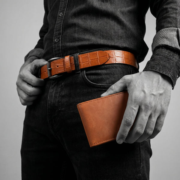 Tempe Leather Belt & Wallet Gift Combo - Aaron Leather Goods Inc