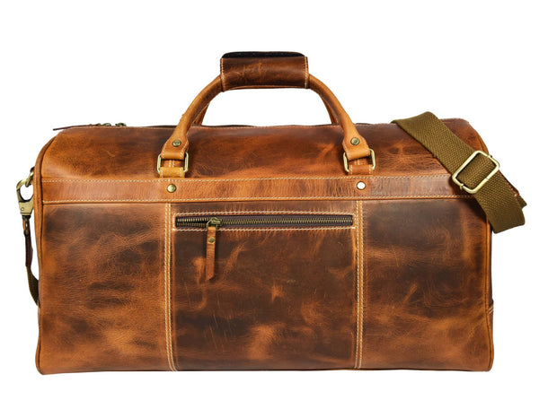 the Leather Duffle Bags - Caramel Brown - Aaron Leather Goods Inc