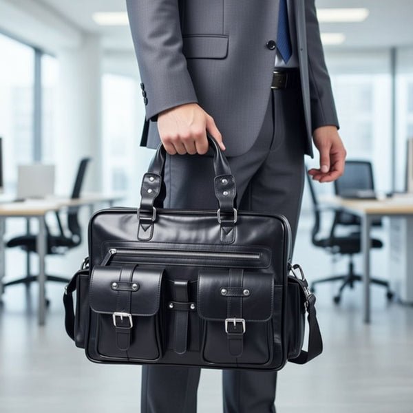 The Maverick Black – Executive Leather Laptop & Travel Messenger - Aaron Leather Goods