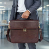 The Regent – Classic Brown Leather Portfolio for the Modern Professional - Aaron Leather Goods