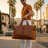 Timeless Leather Weekender Bag with Top Handles - Brown - Aaron Leather Goods Inc