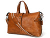 Timeless Leather Weekender Bag with Top Handles - Tan - Aaron Leather Goods Inc