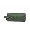 Travel - Ready Green Leather Wash Pouch with Secure Zip - Aaron Leather Goods