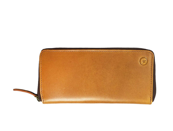 Tucson Hand Tooled Leather Clutch - Caramel - Aaron Leather Goods Inc