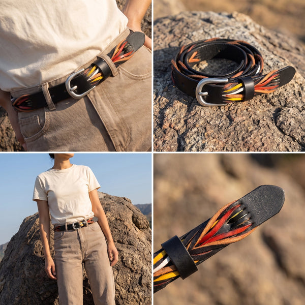 Tucson Leather Belt - Chestnut - Aaron Leather Goods Inc