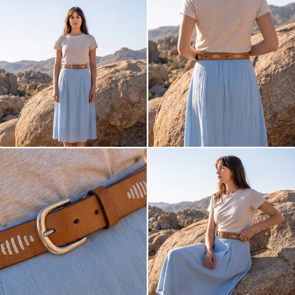 Tucson Leather Belt - Chestnut - Aaron Leather Goods Inc