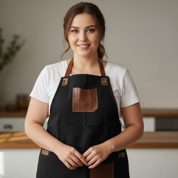 Turin Waxed Canvas Apron - Raven Black - Aaron Leather Goods