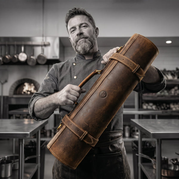 Tuscania Leather Knife Roll - Cedar - Aaron Leather Goods Inc