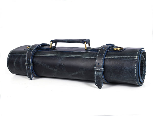 Tuscania Leather Knife Roll - Seaweed Green - Aaron Leather Goods