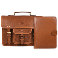 Aaron Leather Goods leather Briefcase & Organizer Combo