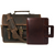 Aaron Leather Goods leather Briefcase & Organizer Combo- Brown