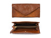 Vandiver Hand Tooled Leather Clutch - Caramel Brown - Aaron Leather Goods Inc