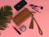 Victoria Leather Clutch - Caramel Brown - Aaron Leather Goods Inc