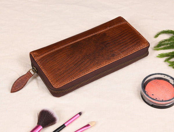 Victoria Leather Clutch - Gingerbread - Aaron Leather Goods Inc