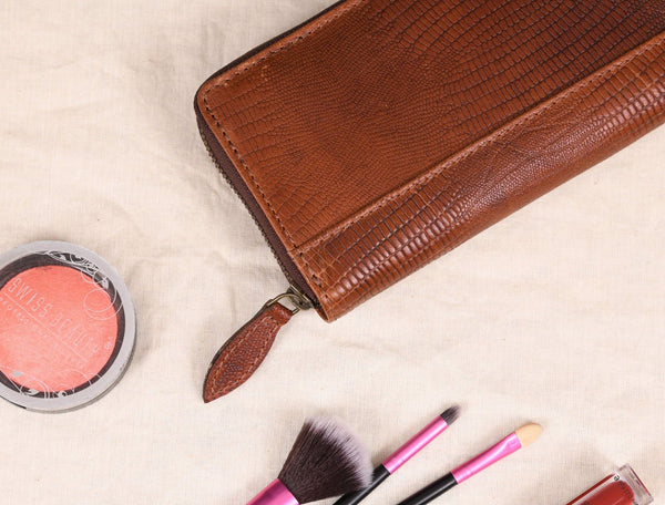 Victoria Leather Clutch - Gingerbread - Aaron Leather Goods Inc