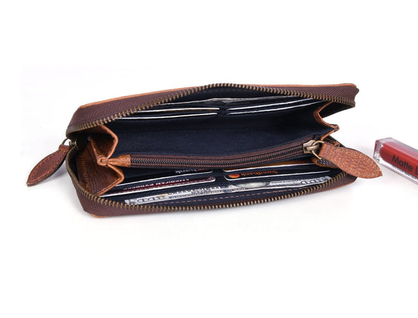 Victoria Leather Clutch - Gingerbread - Aaron Leather Goods Inc