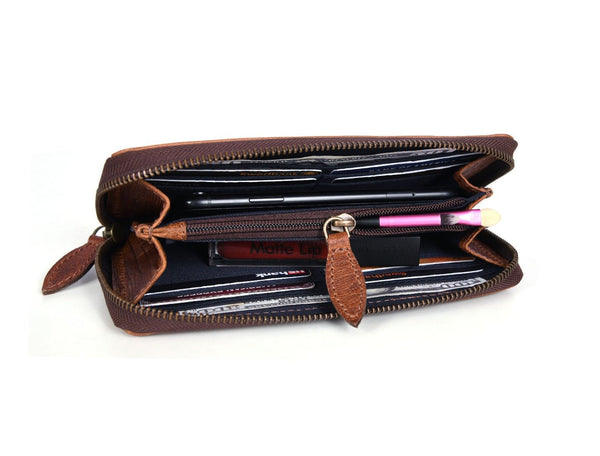 Victoria Leather Clutch - Gingerbread - Aaron Leather Goods Inc