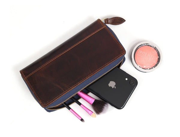 Victoria Leather Clutch - Walnut Brown - Aaron Leather Goods Inc