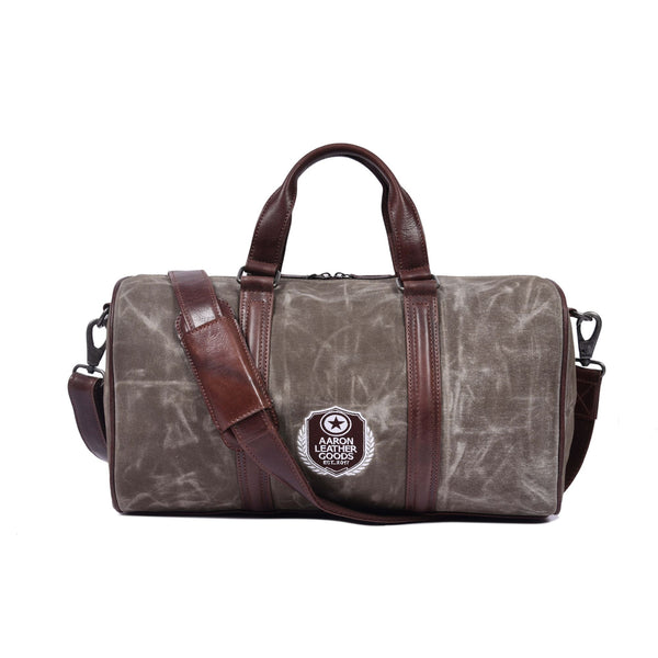 Vintage Canvas & Leather Duffle Bag for Travel and Gym - Aaron Leather Goods