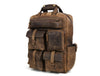 Vintage Crazy Horse Leather Backpack & Eagle Engraved Leather Belt Gift Set for Men | Handmade Full Grain Leather Travel & Everyday Combo - Aaron Leather Goods Inc
