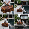 Vintage Crazy Horse Leather Duffle Bag for Travel & Weekender Trips | 23 Inch Full-Grain Leather Holdall - Aaron Leather Goods Inc