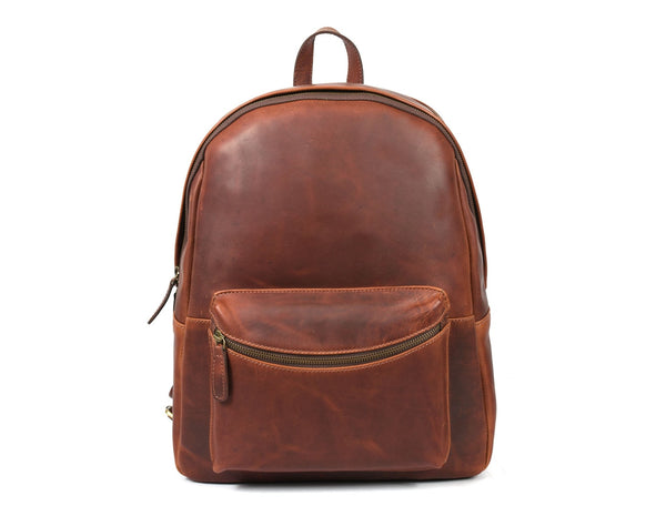 Vintage Full Grain Leather Backpack & Studded Leather Belt Gift Set for Men and Women - Aaron Leather Goods Inc