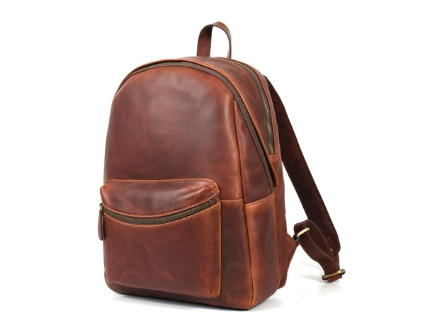 Vintage Full Grain Leather Backpack & Studded Leather Belt Gift Set for Men and Women - Aaron Leather Goods Inc