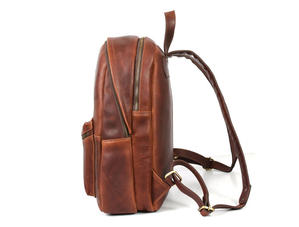 Vintage Full Grain Leather Backpack & Studded Leather Belt Gift Set for Men and Women - Aaron Leather Goods Inc