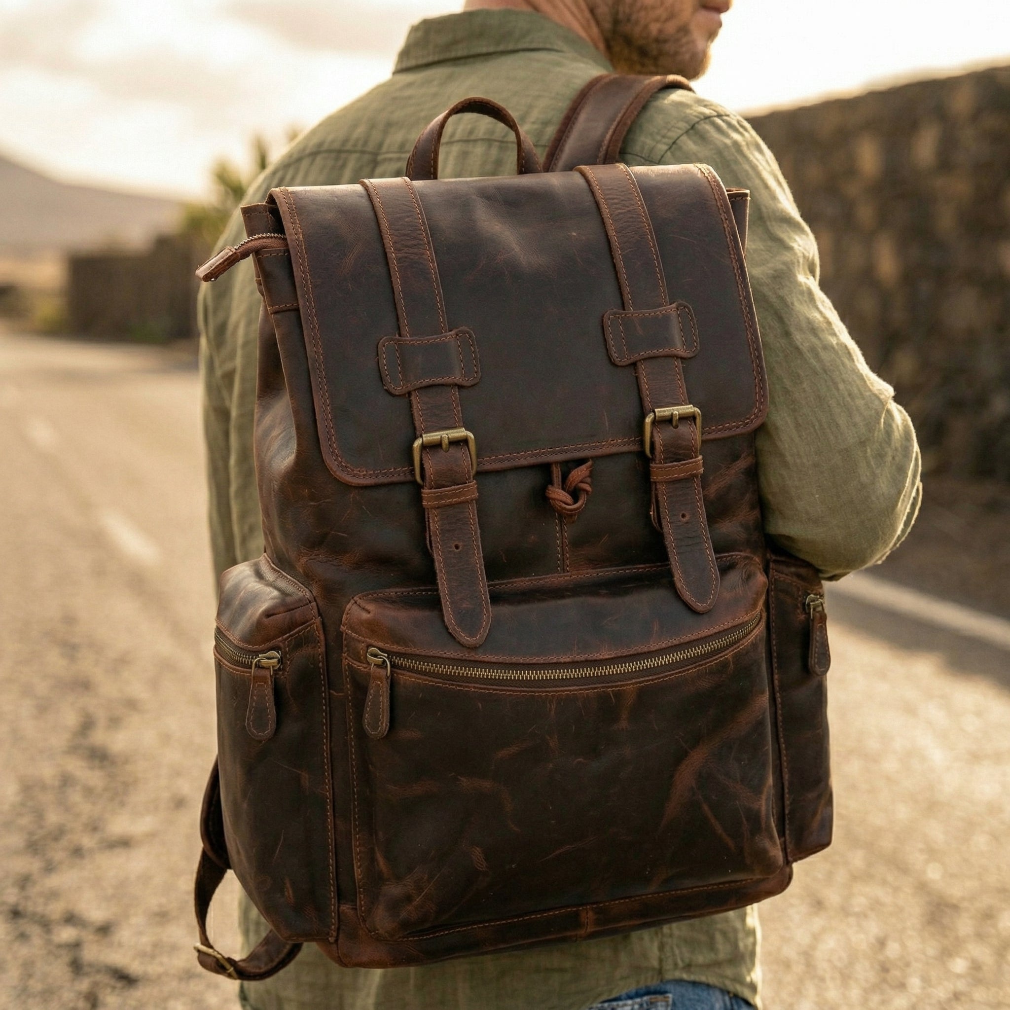 Vintage Full-Grain Leather Backpack – Travel, Work & Laptop Bag Vintage Full-Grain Leather Backpack – Travel, Work & Laptop Bag