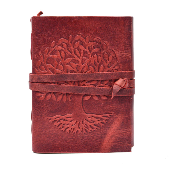 Vintage Leather Journal with Tree of Life | Handmade Rustic Diary - Aaron Leather Goods Inc