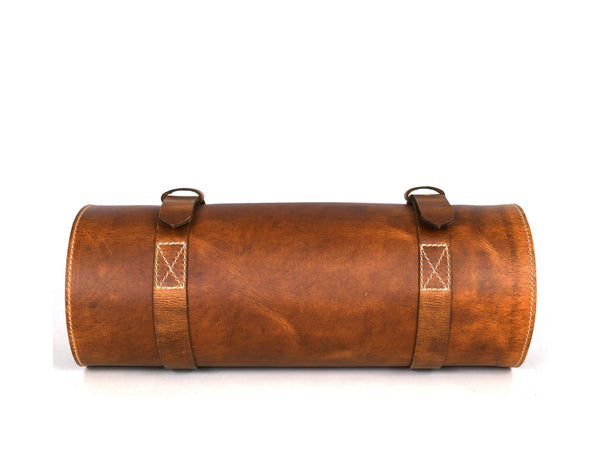 Vintage Leather Knife Roll with Zipper Pocket & Shoulder Strap – Chef Tool Organizer - Aaron Leather Goods Inc
