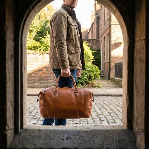 Vintage Style Full-Grain Leather Duffle Bag for Travel & Gym - Aaron Leather Goods