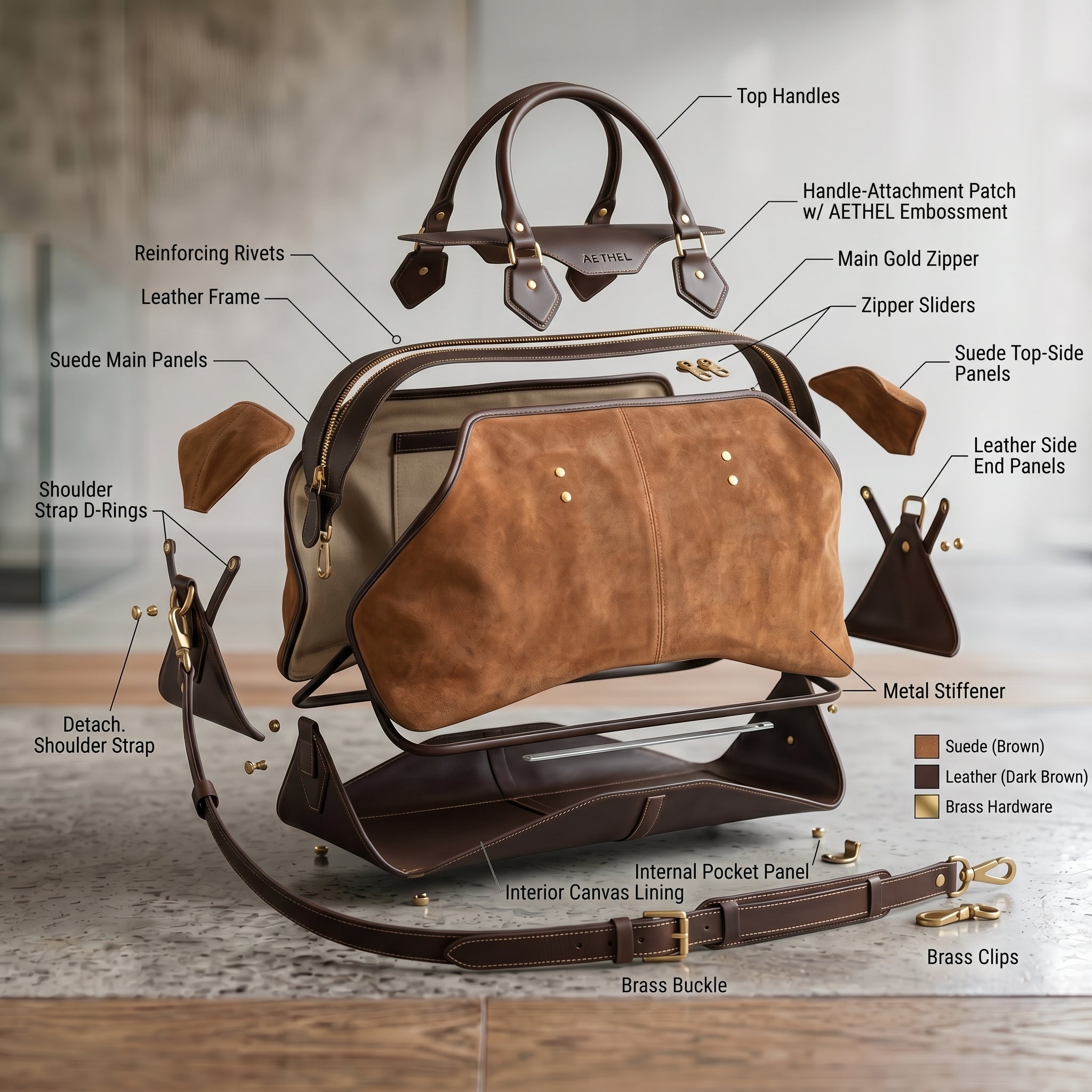 Vintage Tan Leather Duffle Bag for Men – Luxury Weekender Travel Bag with Shoulder Strap