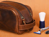 Omaha Leather Toiletry Bag - Hickory Brown